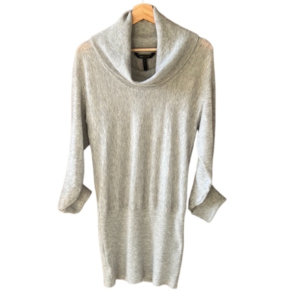 BCBG Maxazaria 100% Cashmere Heather Gray Cowl Neck Sweater sz M - Picture 1 of 8